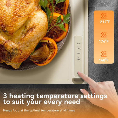WOVAZUS 3 Settings 10s Electric Warming Tray, Temperature Food Warming Mat, Premium Silicone Nano-Material Warming Mat