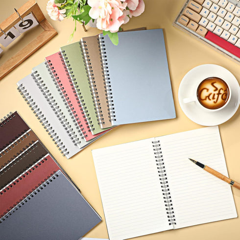 Fuutreo 24 Pcs A5 Spiral Notebook for Work, 8.3 x 5.7 Inch, College Ruled, Kraft Cover, 12 Colors, 120 Pages