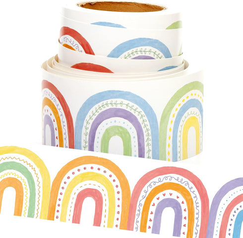Youngever 52.5 ft Bulletin Board Borders, Rainbow Design for Classroom Decoration