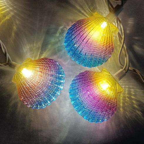 Beach Seashell String Lights, 8.3FT Ocean Themed 10 LED Warm White Fairy Lights for Patio Garden Wedding Decor