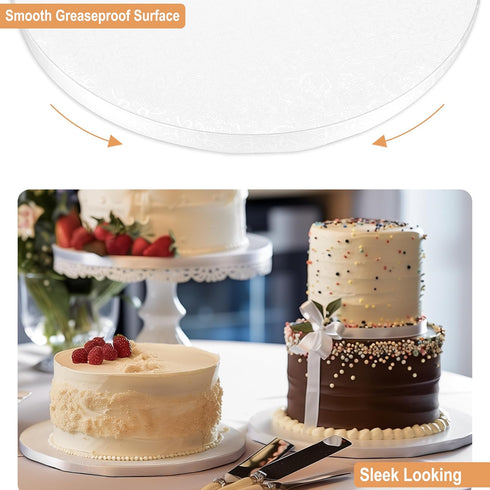 8, 10 12 Inch (9 Pack) 1/2" Cake Board Drums & in White, Gold & Black Color | Thick CakeBoard Circle Rounds + Free Prop