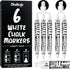 Chalkola 6 White Chalk Markers - Dual tip, Fine & Jumbo Tip