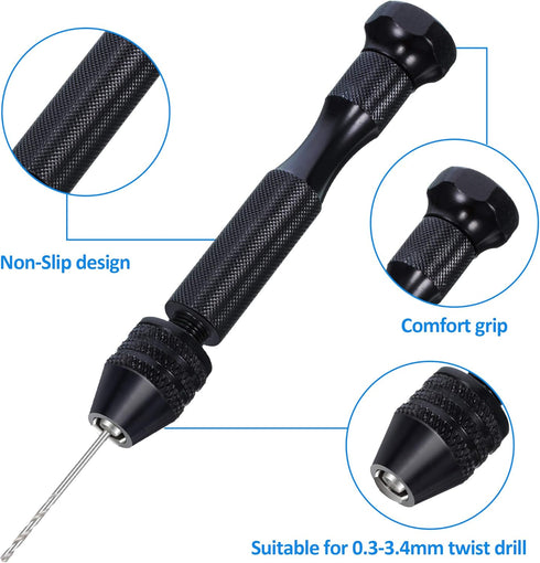 37 Pieces Hand Drill Tool Set, Pin Vise Hand Drill, Mini Twist Drill Bit for Craft Carving Resin DIY Jewelry