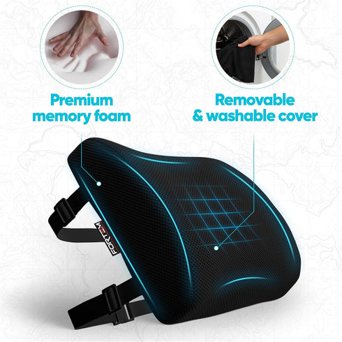 FORTEM Lumbar Support Pillow for Office Chair, Lumbar Support Pillow for Car, Back Rest for Gaming, Memory Foam Pillow