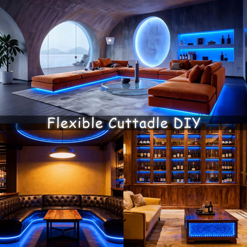 Blue Led Lights Strip Indoor Rope Lights Easy DIY Cuttable Strip Lights for Fish Tank Bar Room Bathroom Living Room