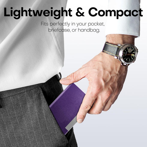 Padike Business Card Holder, Professional PU Leather & Stainless Steel Multi Card Case for Men & Women