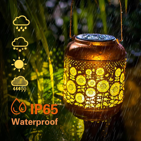 Sunflower Solar Lanterns Outdoor Waterproof Hanging Solar Lights Sunflower Gifts for Women/Men/Sunflower Lovers Gifts
