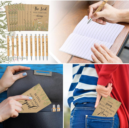 Ctosree Christian Gift Bulk Inspirational Notebook, Women Prayer Journal with Bible Verse Pen (Brown, 120 Pcs)