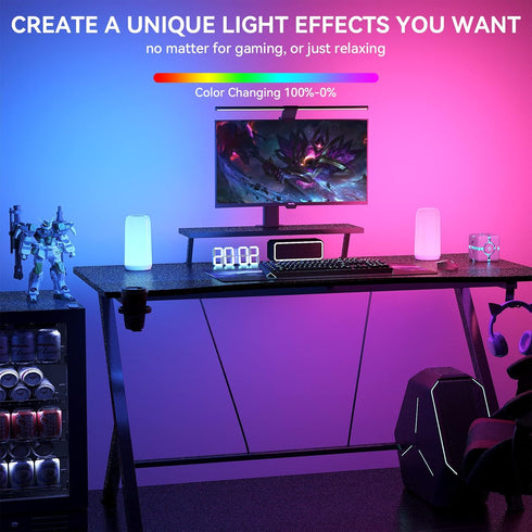 Touch Bedside Table Lamp, 3 Way Dimmable Small Lamp with RGB Mode for Bedroom, LED Lamp with Warm White Lights.