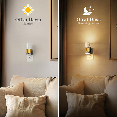 2 Pack 3CCT 10/50/100LM Amber/3000K/5000K JandCase Night Lights Plug into Wall, Color Changing Night Light, Adjustable