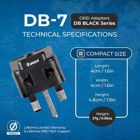 OREI USA to UK Travel Plug Adapter - Type G Compatible with UK, UAE, Hong Kong, Dubai - 2 in 1 UK Plug Adapter - 2 Pack