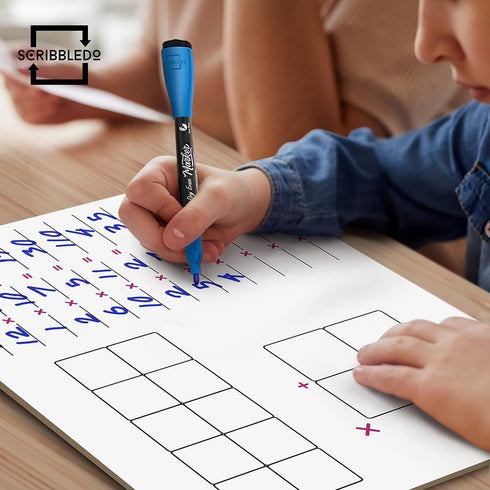 SCRIBBLEDO 11" x 14" Dry Erase Multiplication Chart Whiteboard, Double Sided for Homeschool Classroom
