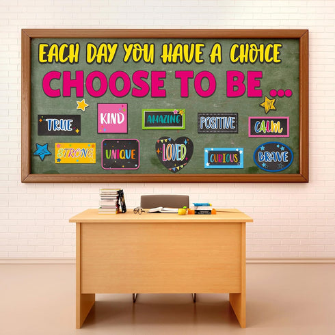 Motivational Bulletin Board Set, Colorful Inspirational Posters for Classroom, Choose to Be Positive Cutouts