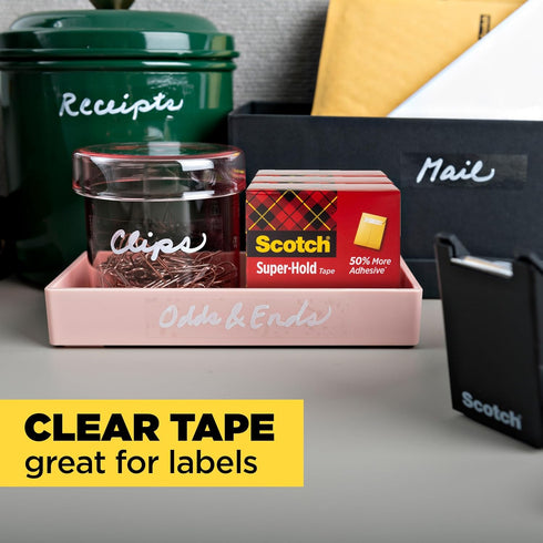 Scotch Super-Hold Tape, 10 Rolls, Transparent Finish, 50% More Adhesive, 3/4 x 800 Inches, Boxed