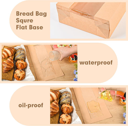 VANKUTL 120pcs 14"x8.3"x3.5" 130 Bread Bags for Homemade Bread Sourdough, Sourdough Paper With Window Sourdough Bread