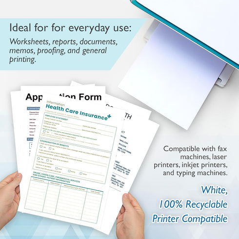 8.5" 11" 50 Sheets/Pack, 2-Packs BAZIC Products Blank Paper Copy & Multipurpose Paper - x White Color Printer Paper