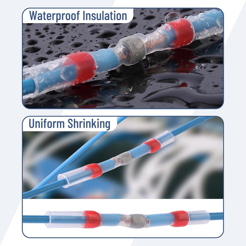 Bates Solder Seal Wire Connectors, 250 pcs, Waterproof Heat Shrink Butt Connectors for Electrical Wiring