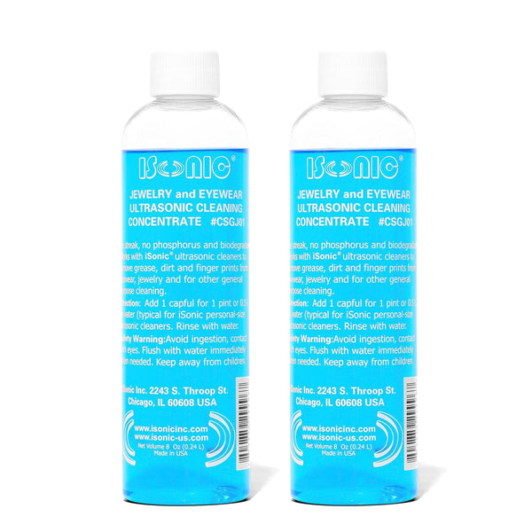 iSonic Ultrasonic Jewelry & Eyewear Cleaning Solution Concentrate (8 fl oz, 2-Pack)