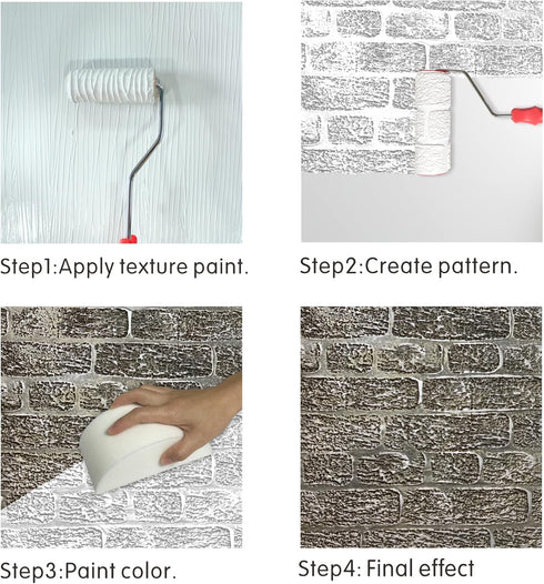 8'' Patterned Paint Roller for Wall Decoration, Classic Brick Embossing Rubber Tool for DIY Paint Art