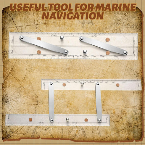 Saysurey Drawing(12 Inch) Parallel Ruler Marine Navigation Tool with Clear Scales Parallel Ruler with Brushed Aluminum