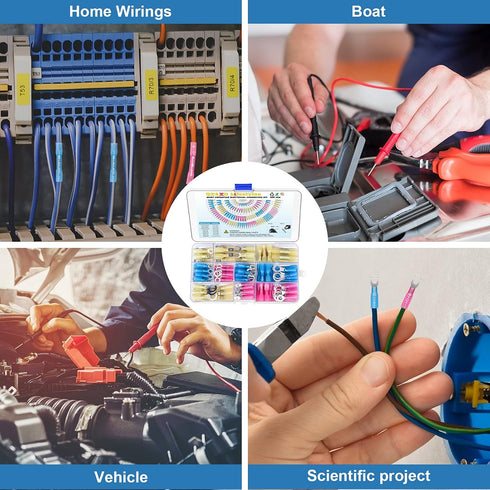 125PCS Heat Shrink Wire Connectors Kit, Waterproof Automotive Marine Electrical Terminals, 12-10, 16-14, 22-16