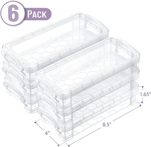 6 Pack, Mr. Pen- Clear Pencil Boxes, Snap-Tight Lid, Crayon Box, Plastic
