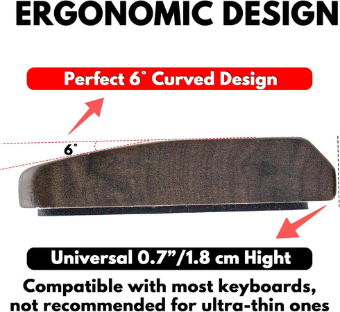 HAUSMODA 75% 80% (14.2 Walnut Wooden Wrist Rest Pad for TKL Keyboard, Ergonomic Solid Wood Hand Rest with Non-Slip