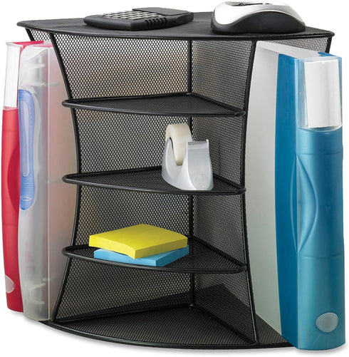 Safco Products Onyx Mesh Corner Organizer, Durable Steel Mesh, Space Saving, 13" x 15" x 11", Black