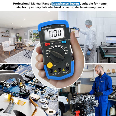 Digital Multimeter Capacitance Meter - 200pF-20mF Handheld Tester with Back Light and Data Hold