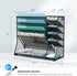 Wall Mounted File Organizer, 5-Tier Desk Organizer with 4 Pen Holders, Mesh Desk Organizers for Office Supplies with
