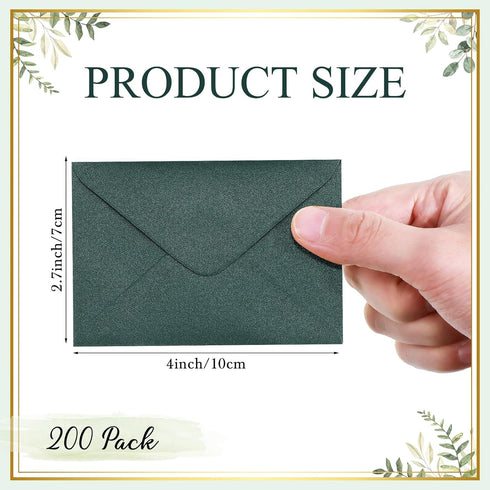 Yahenda 200 Count Mini Gift Card Envelopes, Bulk Wedding Pocket Small Paper Sleeves, 4 x 2.7 Inch (Green)