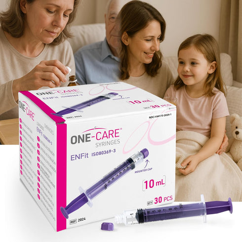 10ml 30/bx Blister-Packed ONE-CARE Syringes ENFIt with Mounted Cap, Sterile, Low Dead Space, Syringes