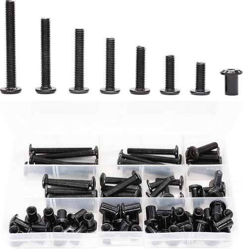binifiMux M6 35-Set Countsunk M6x15mm/ 20mm/ 25mm/ 30mm/ 35mm/ 40mm/ 50mm Black Hex Drive Socket Cap Bolts Kit, Allen