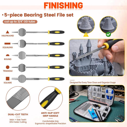 Rhevosil 50pcs 3D Nozzle Printer Tool Kit & Accessories Cleaning Tools, Scrapers, Files, Wire Cutter, Craft Knife, Tube