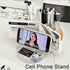 Desk Pencil Pen Holder with Calculator & Mirror, 7 Slots, 180° Opening, Desktop Storage for Office, School, Home, Art