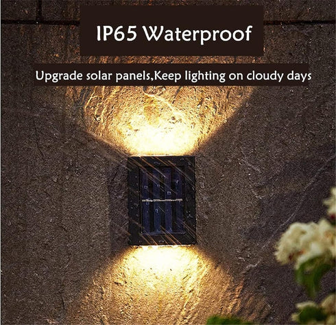 4 Pack,Illuminate IP65 ASLIDECOR Solar Wall Lights UP Down Outdoor Sunlight Sensor Lamp Waterproof LED Modern Deck