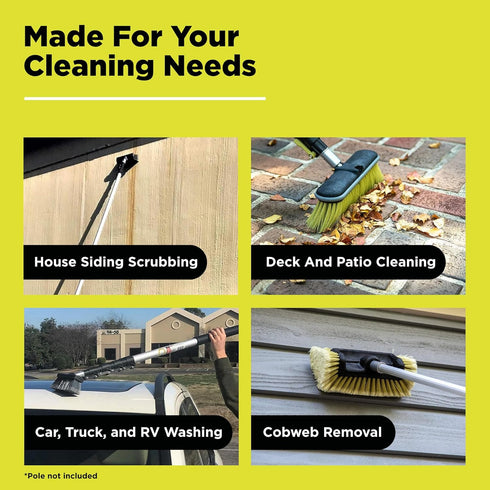 DOCA Scrub Brush Attachment for Long Handle Extension Pole - Outdoor Broom and Scrubbing Brush for House Floor