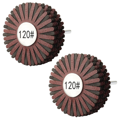 Rocaris 2 Pack Abrasive Flap Wheel - 120# Nylon Sanding Wheel Brush with 1/4 Inch Shank for Woodworking Polishing
