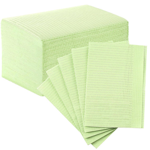 50 3-Ply 13" 18" JMU Pieces Dental Bibs, Disposable Dental Bibs Waterproof Patient Bibs Tray Covers x Green