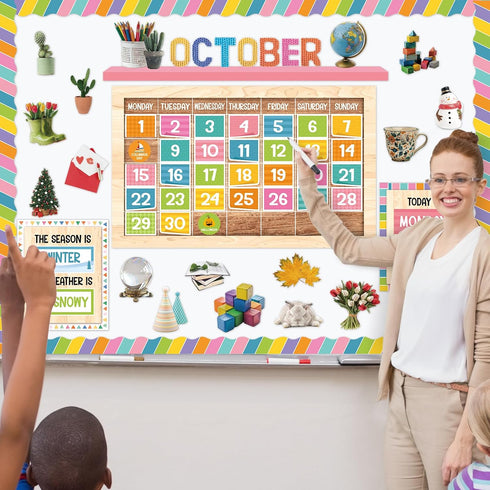 party greeting 157Pcs Calendar Bulletin Board Sets, Classroom Decoration for Learning Activities
