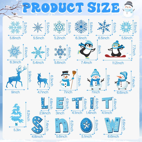 Pasimy 25 Pcs Winter Bulletin Board Set, Christmas Classroom Decorations Snowflake Penguins Snowman Paper Cutouts.