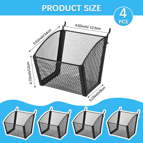 4 Pack Metal Wire Pegboard Baskets, Hanging Wall Mount Storage Bins, Pegboard Containers for Office Workshop Organizing