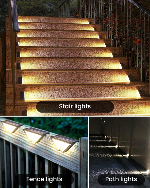 BSTOT 2pcs) 1pc) Solar Powered Step Lights for Outside Waterproof Led, Deck Outdoor Decor Stair Stairwell Lighting