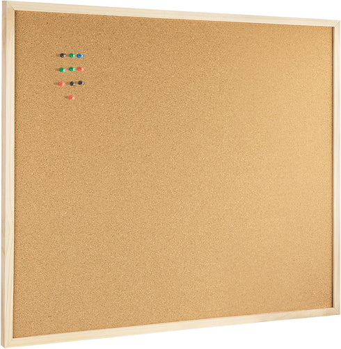 OWLKELA 24'' x 36'' Cork Board Bulletin Board, Wooden Framed Corkboard, Decorative Hanging Pin Board