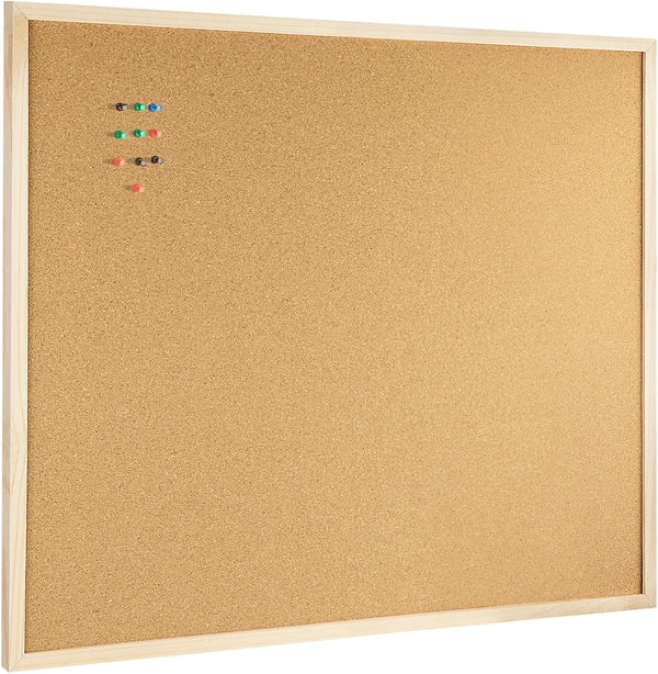 OWLKELA 24'' x 36'' Cork Board Bulletin Board, Wooden Framed Corkboard, Decorative Hanging Pin Board