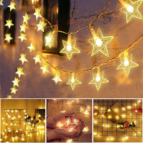 Melostu 10ft/3M 20 Merdeco Star String Lights, LED Plug in String Lights Warm White Fairy Lights