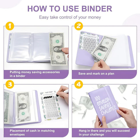 APMFHO 100 $10,000 $5,050, Days Money Saving Challenge Coin Envelope Budgetstorage Book, Money Saving Binder, Easy