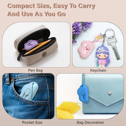 Muclip Set 6 Pack Envelopes,Package,Mail,DIY,Paper (6 Cloud Shaped Retractable Box Cutter - with Key Rings,Stainless