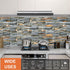 3-Pieces Peel and Stick Backsplash Tiles for Kitchen 4"x 12" PVC Self-Adhesive Subway Matte Faux Stone Wall Panel