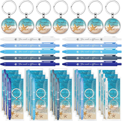 Sayglossy Employee Appreciation Gifts Bulk Starfish Story Keychains You Make a Difference Ballpoint